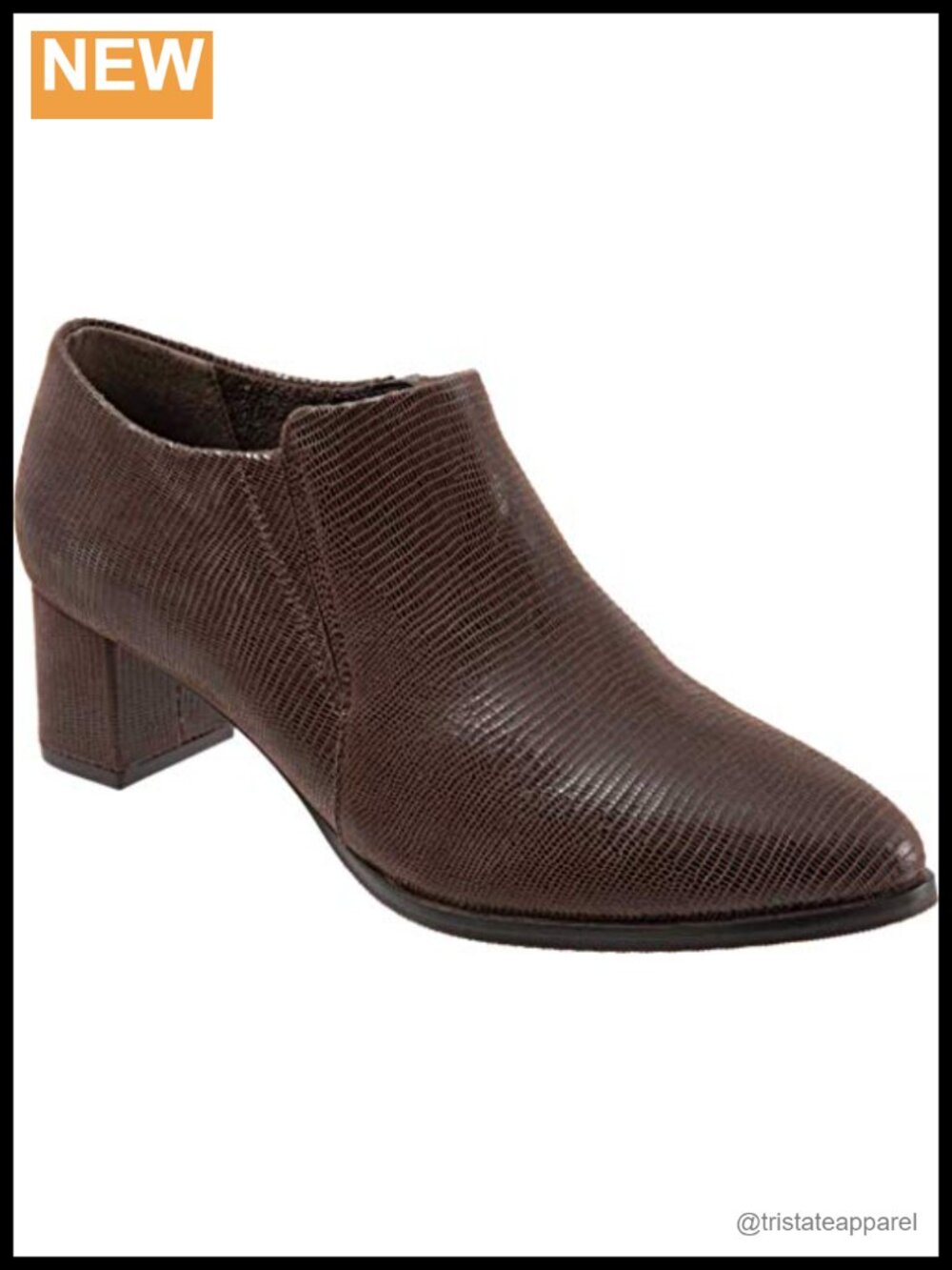 Trotters Women's Leather Ankle Bootie Pull-On Almond Toe Memory Foam Zipper